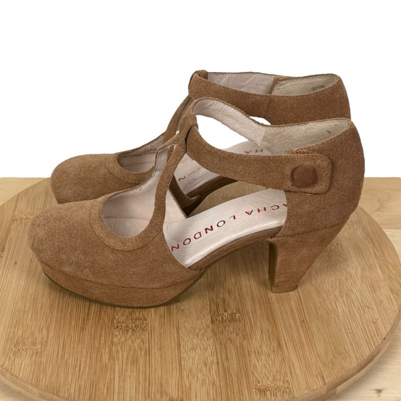 Sacha London Valeria Suede T-Strap Mary Jane Platform Heels – Size 6 - Picture 1 of 13